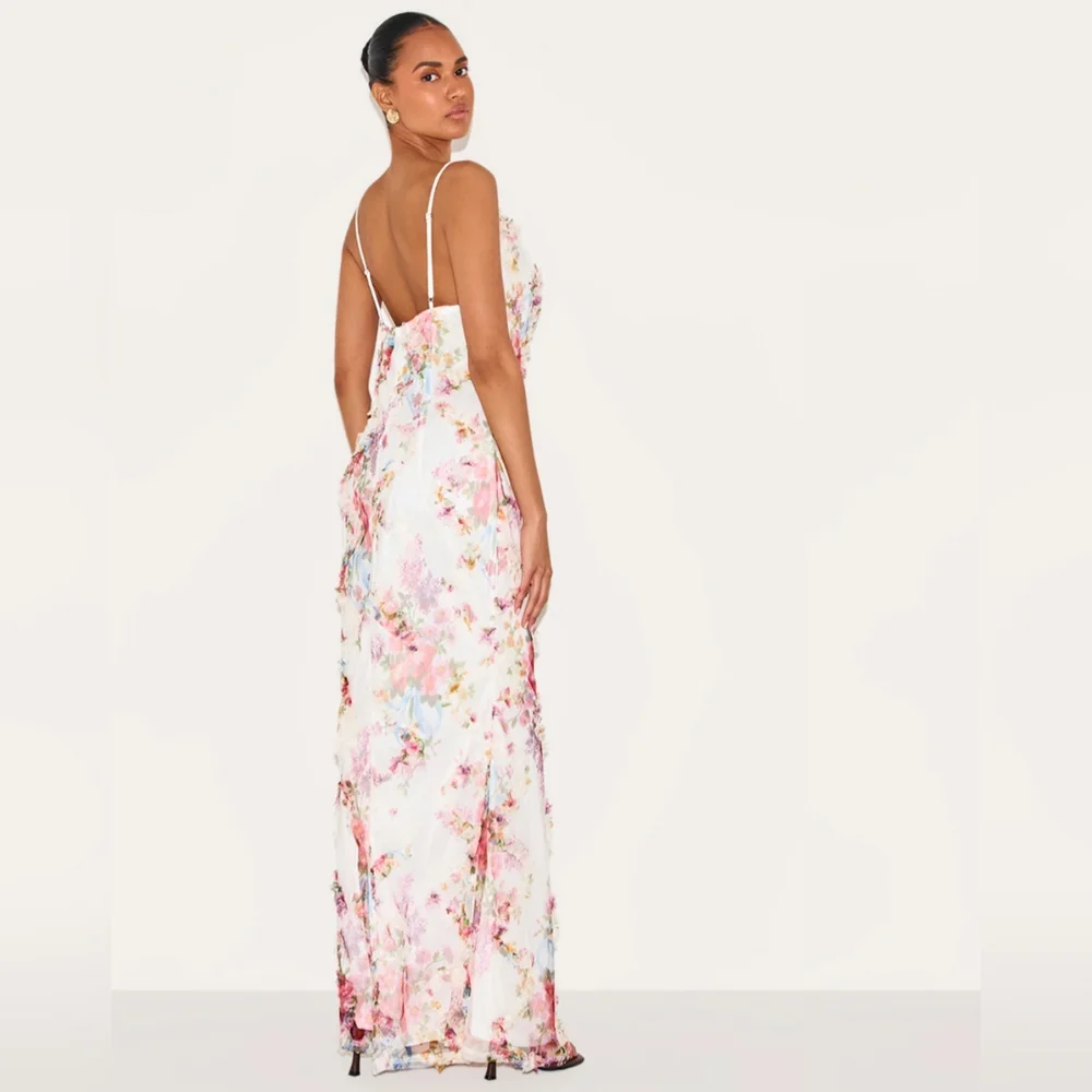 NWT Multi Floral Textured Cowl Neck Maxi Dress Size 16 - Picture 2 of 8